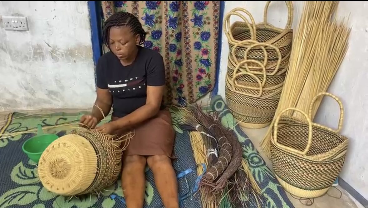 Weaving bolga basket